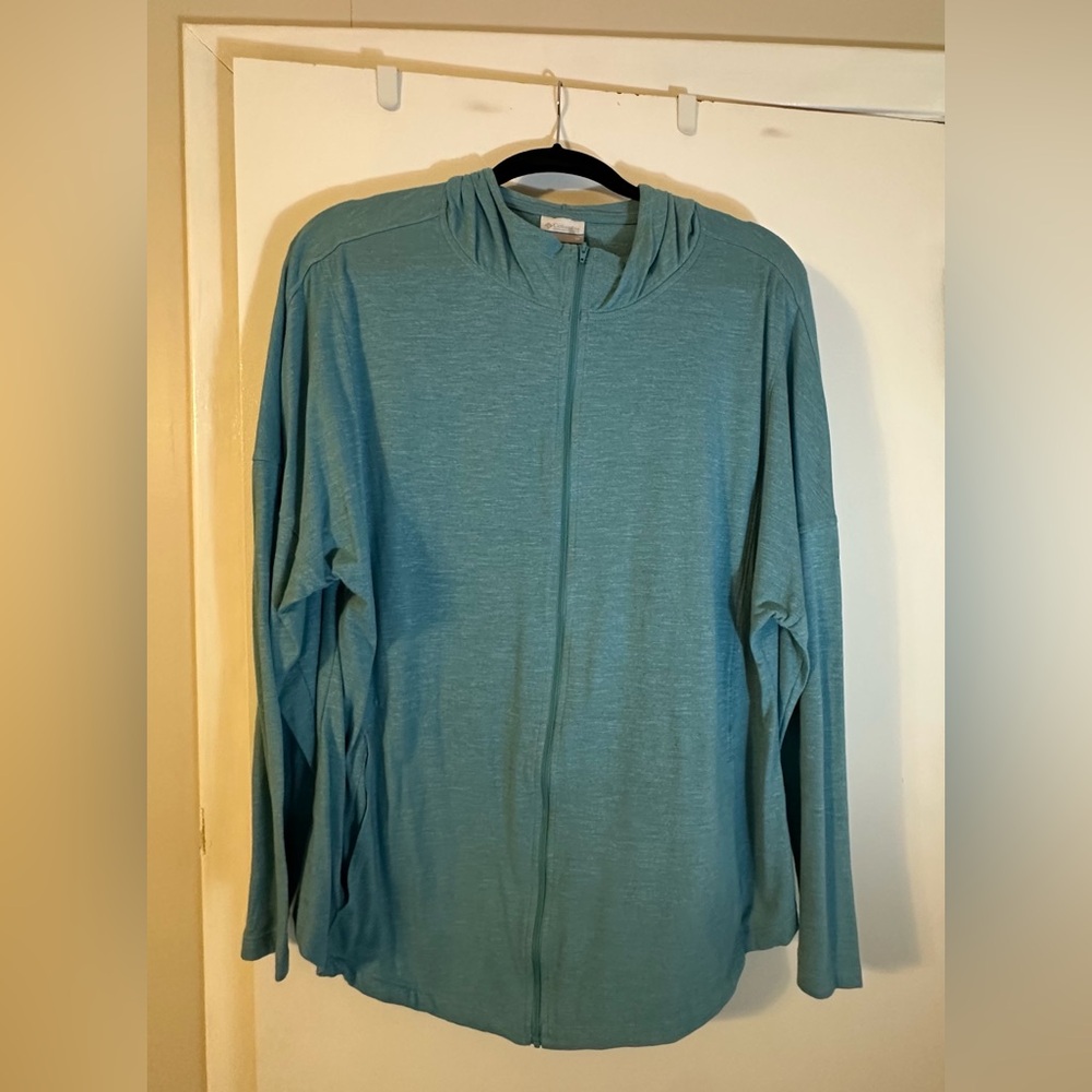 Columbia Teal Blue Zip-Up Sweater